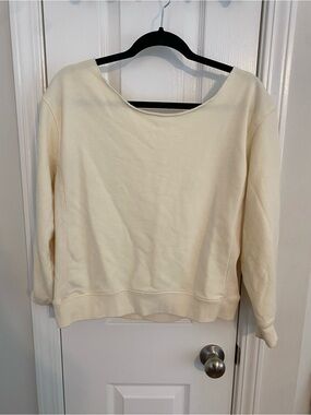 Relaxed Cream Scoopneck Sweater